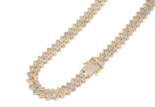 Load image into Gallery viewer, 16mm Tri Colored Iced Out Baguette Styled Cuban Chain