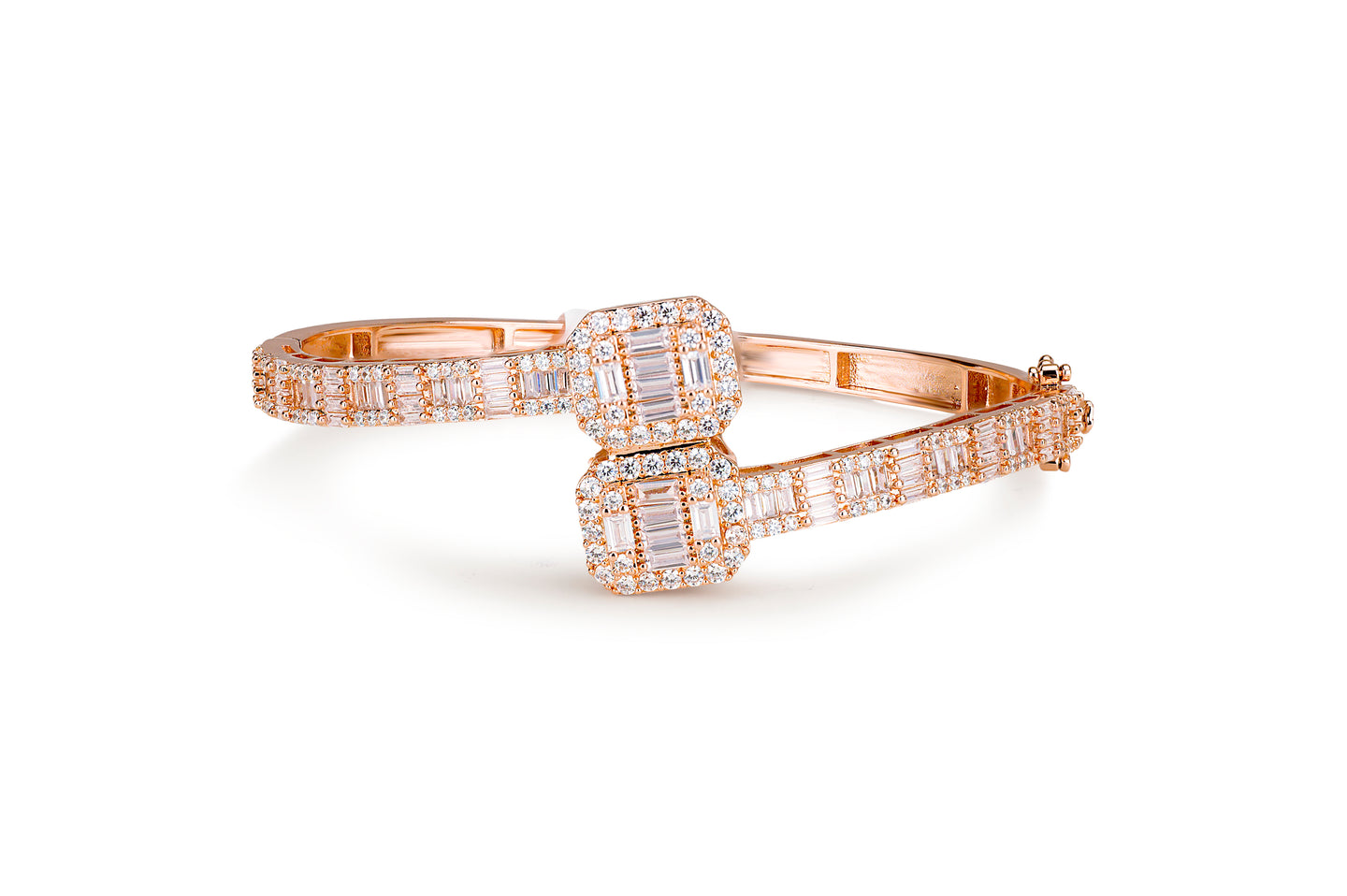 Iced Rose Gold Bangle Bracelet