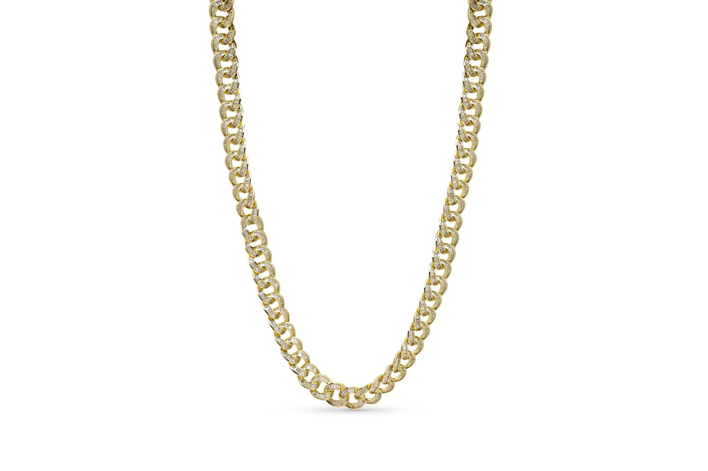 10mm Gold Donut Iced Baguette Cuban Chain
