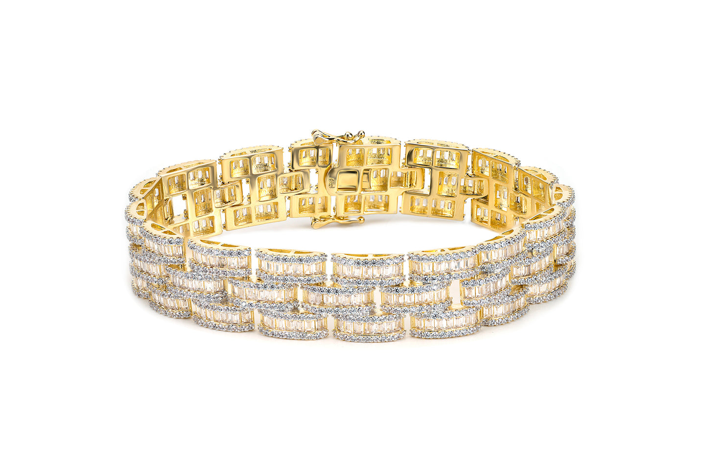 14mm Gold Iced baguette Bracelet