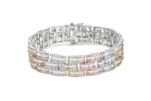 14mm Tri-Color Iced Baguette Bracelet
