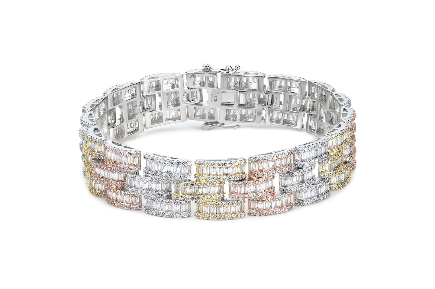 14mm Tri-Color Iced Baguette Bracelet