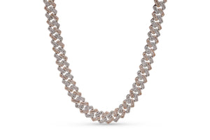 12mm Iced White + Rose Gold Cuban Chain