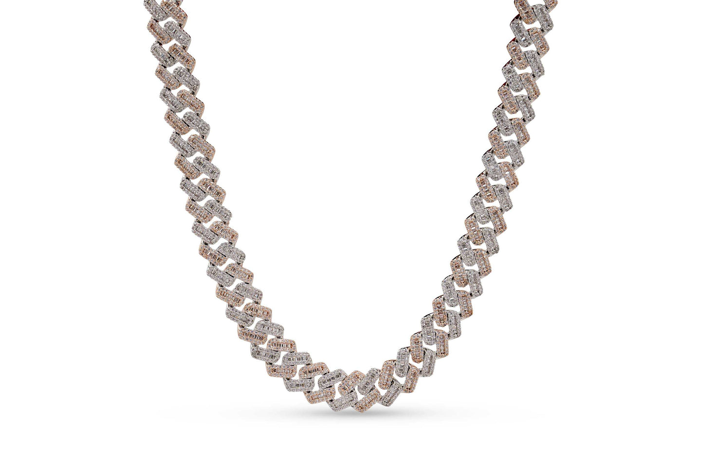 12mm Iced White + Rose Gold Cuban Chain