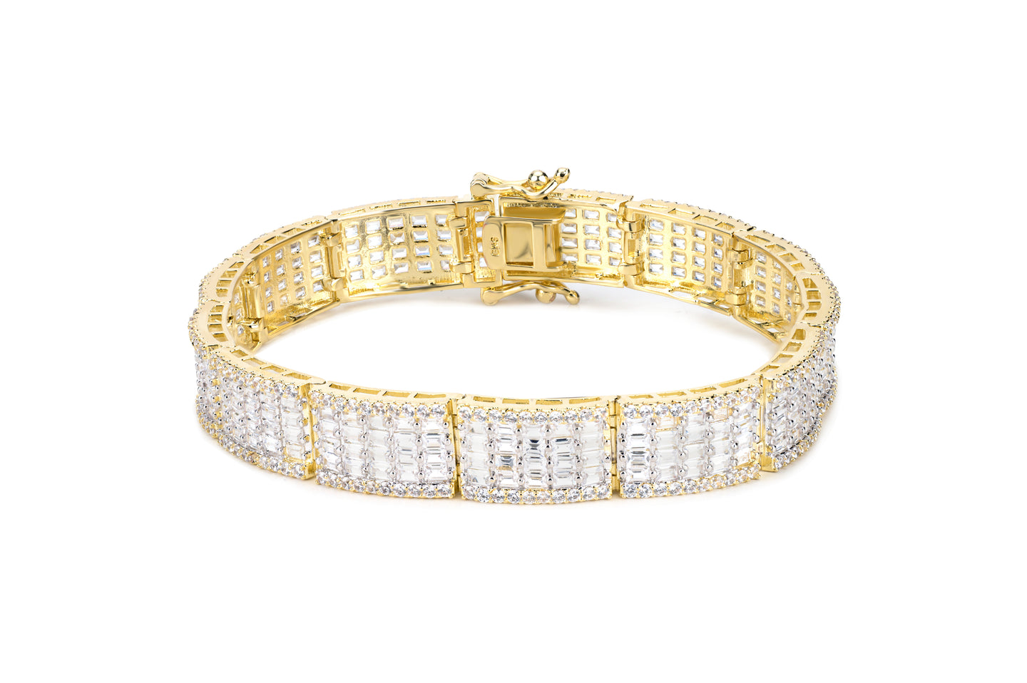 11mm Gold Iced Baguette Bracelet