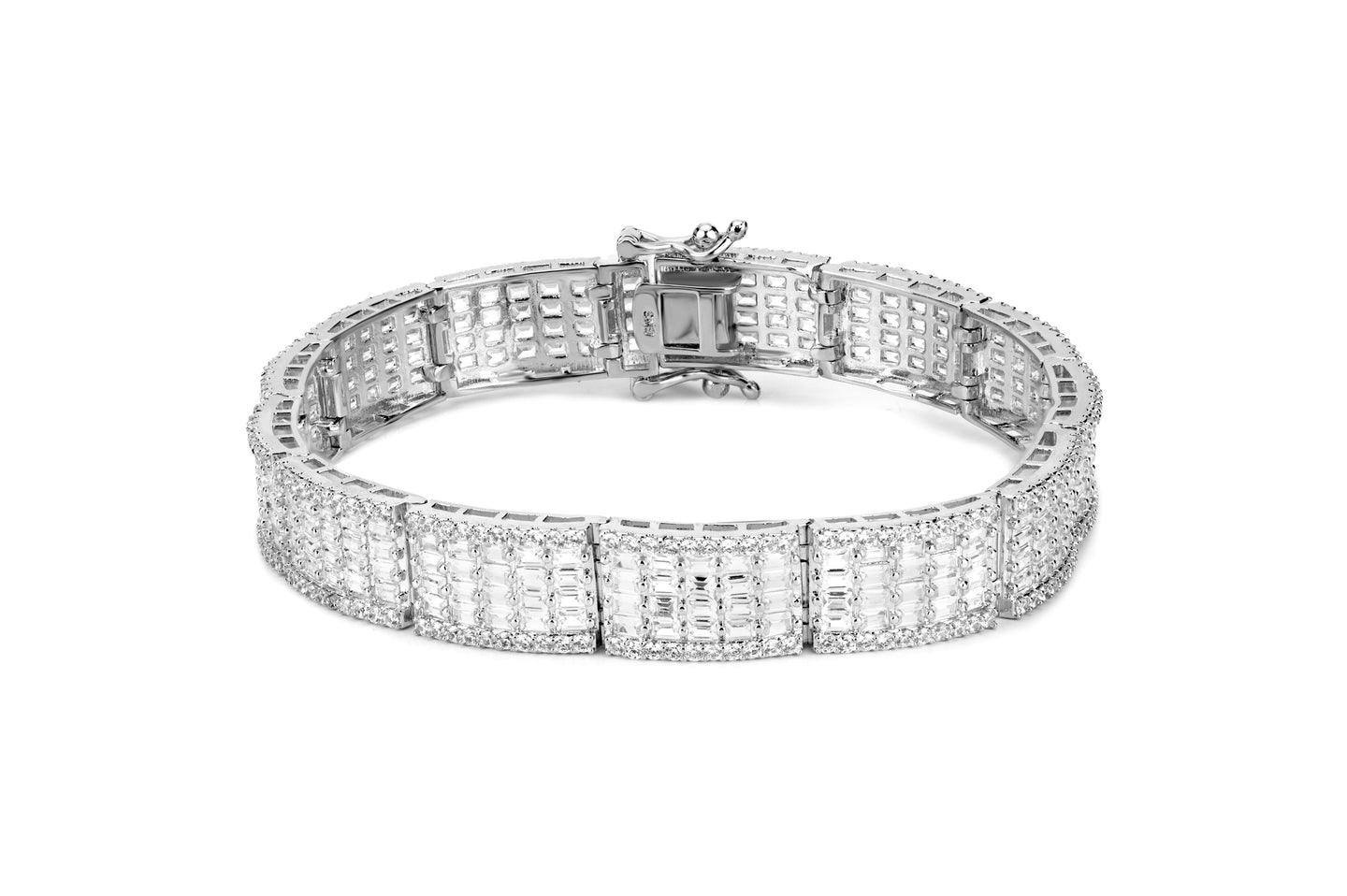 11mm White Gold Iced Baguette Bracelet