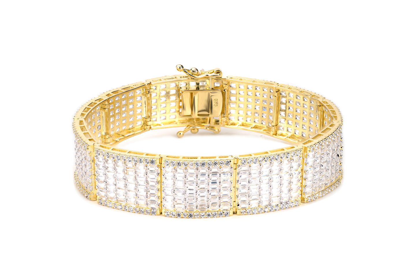 16mm Gold Iced Baguette Bracelet