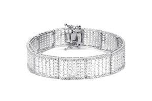 16mm White Gold Iced Baguette  Bracelet