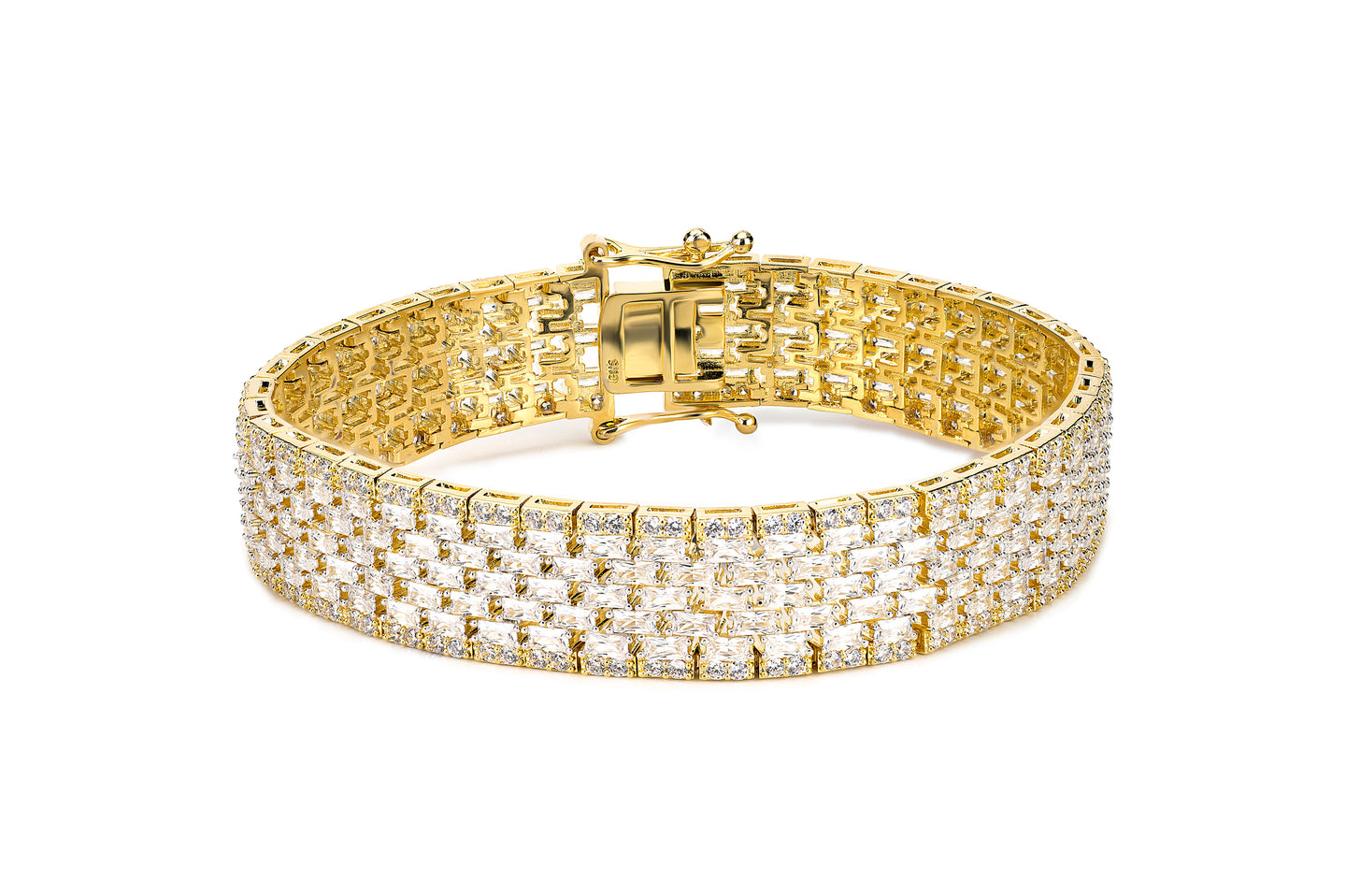 10mm Gold Iced Baguette Bracelet