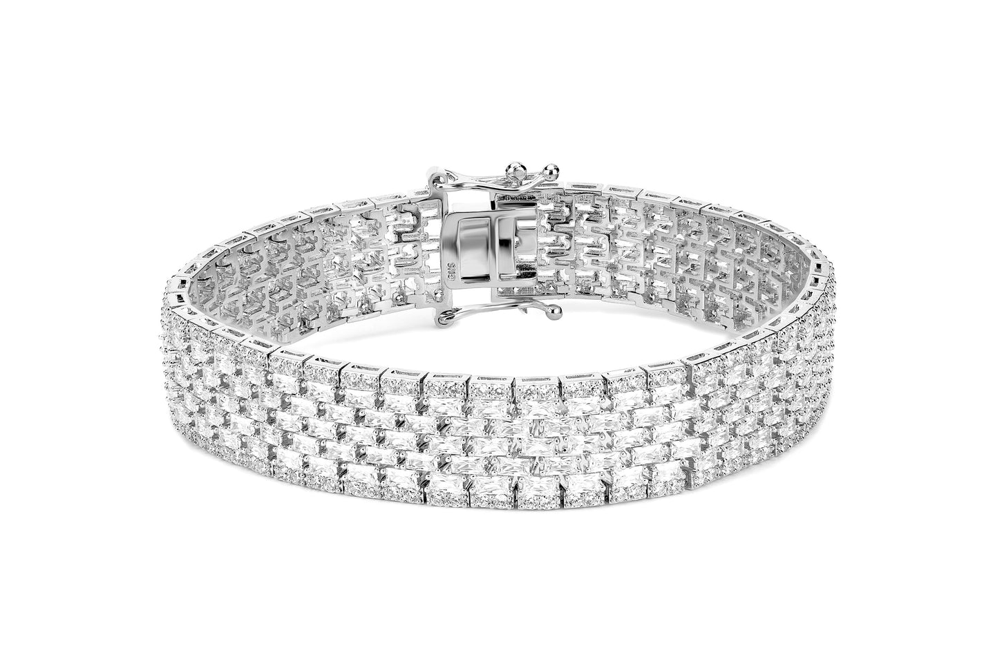 10mm White Gold Iced Baguette Bracelet