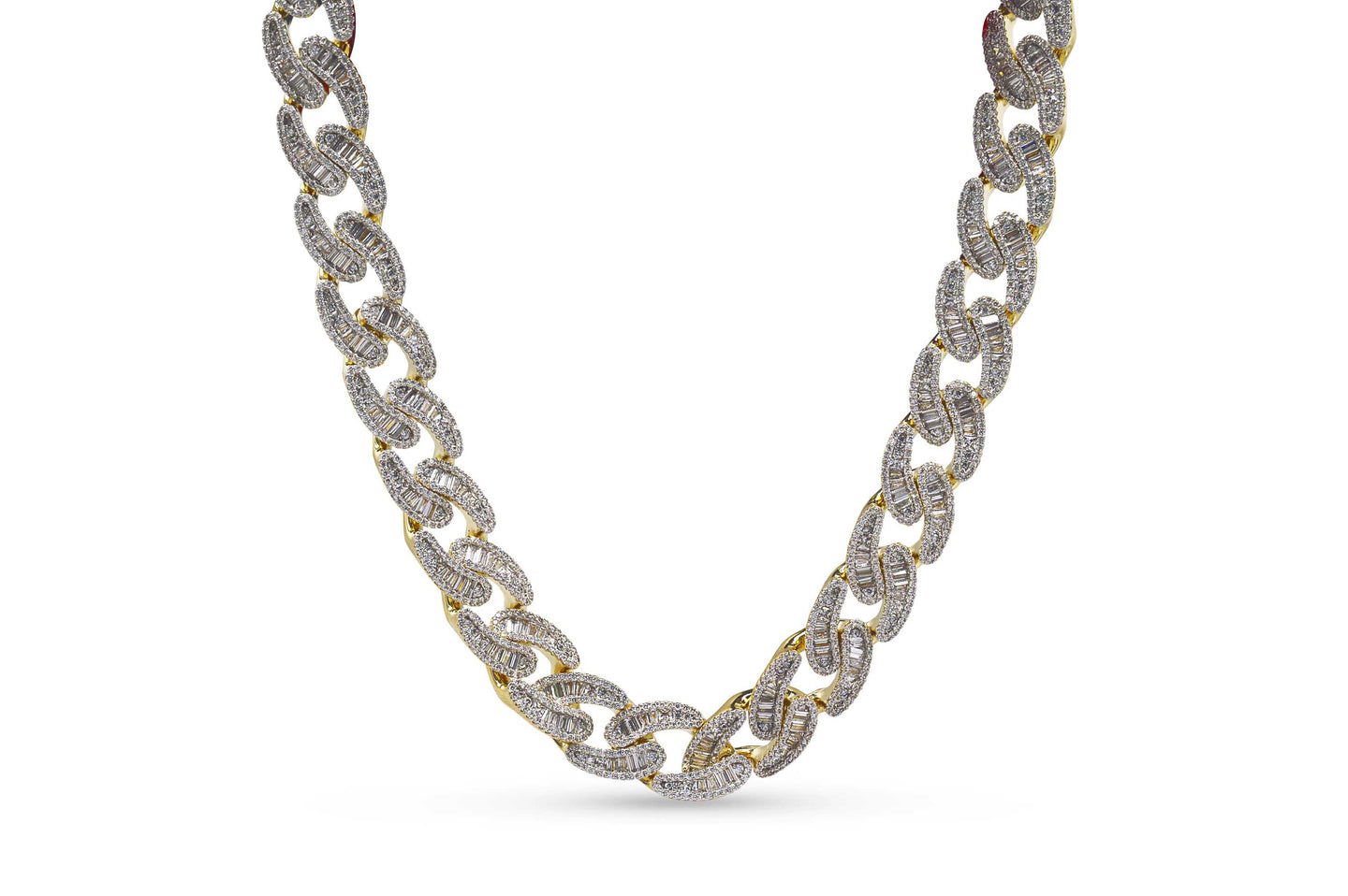 14mm Gold Iced Out Baguette Chain