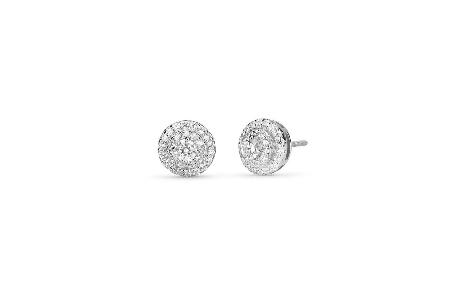 White Round Cut Cluster Stud Earrings