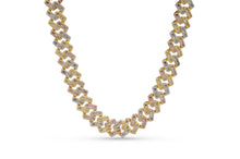 Load image into Gallery viewer, 16mm Tri Colored Iced Out Baguette Styled Cuban Chain
