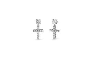 White Cross Stud Earrings