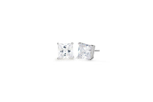 Large Princess Cut Stud Earrings