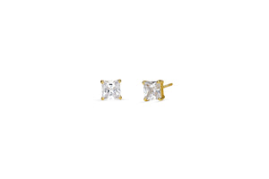 Ex-Small Princess Cut Stud Earrings