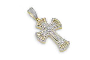 Gold Baguette Cross Pendant