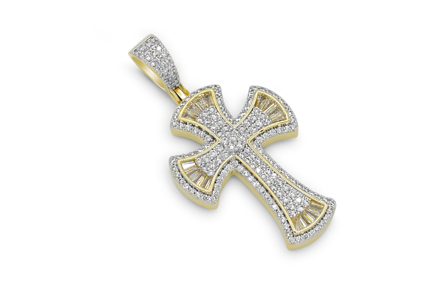 Gold Baguette Cross Pendant