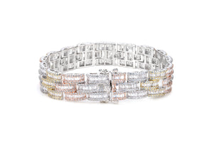 14mm Tri-Color Iced Baguette Bracelet
