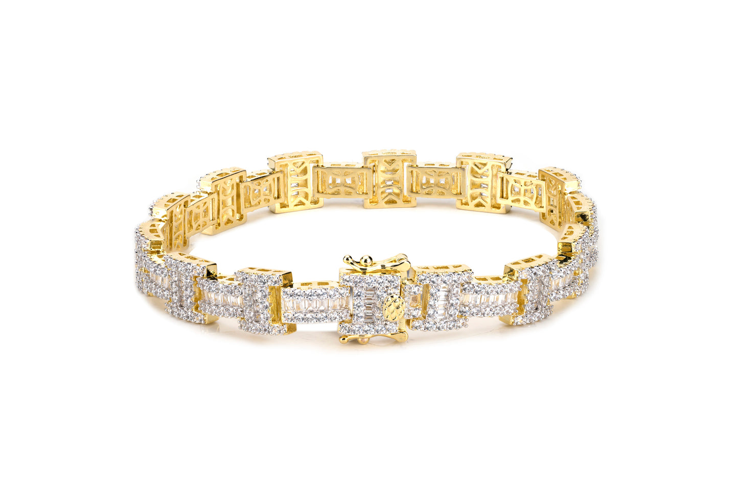 9mm Gold Iced Baguette Bracelet