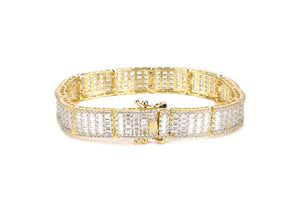 11mm Gold Iced Baguette Bracelet