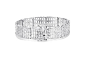 16mm White Gold Iced Baguette  Bracelet