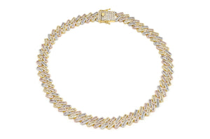 16mm Tri Colored Iced Out Baguette Styled Cuban Chain