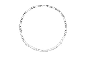 7.4mm Silver Figaro Chain