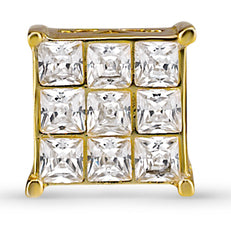 Gold Square Princess Cut Earrings