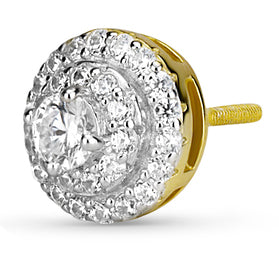 Gold Round Cut Cluster Stud Earrings