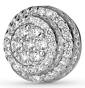 White Gold Round Cluster Earrings