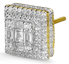 Square Baguette Cluster Earrings