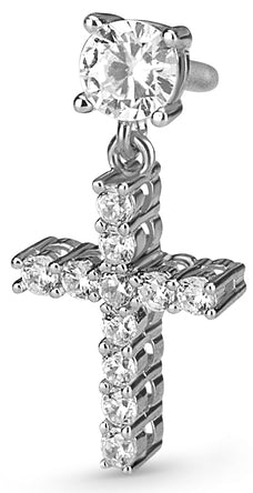 White Cross Stud Earrings