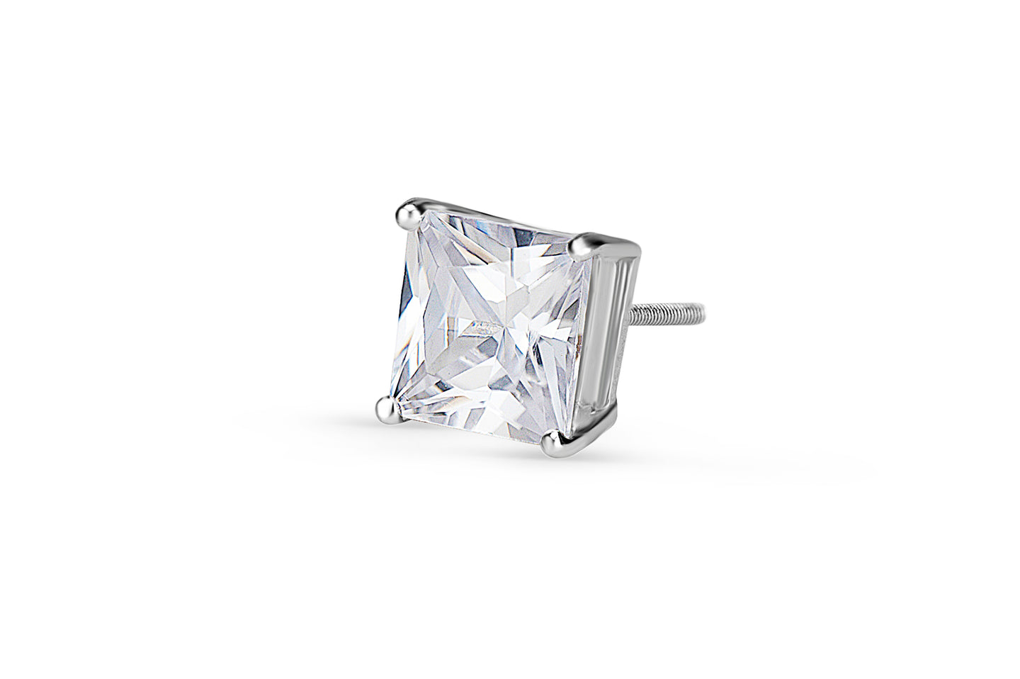 EX-Large Princess Cut Stud Earrings