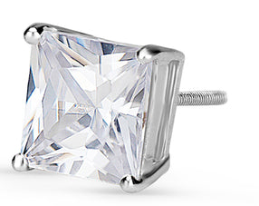 Large Princess Cut Stud Earrings