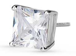 Medium Princess Cut Stud Earrings