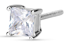 Small Princess Cut Stud Earrings