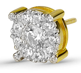 Gold 4 Prong Cluster Earrings