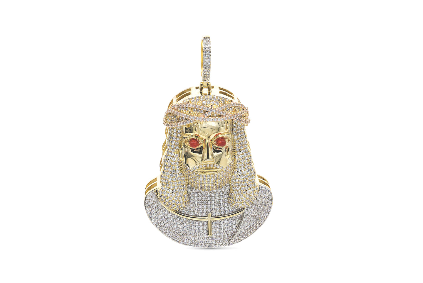 Gold Lazer Jesus Pendant