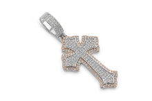 Load image into Gallery viewer, Rose and White Gold Cross Pendant